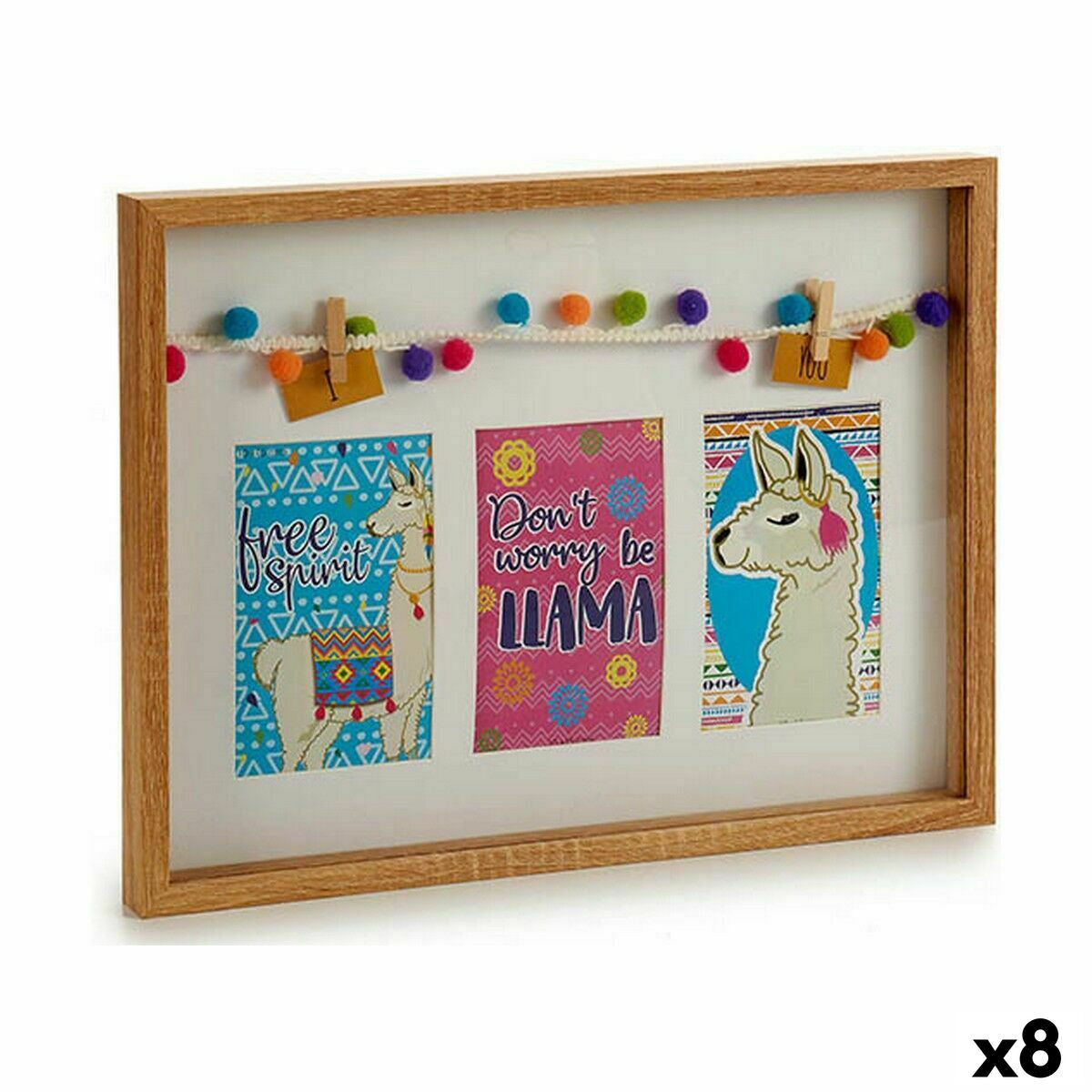 Wall photo frame Tassels Llama Multicolour Wood 30 x 3 x 41 cm (8 Units)-0
