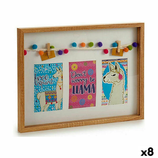 Wall photo frame Tassels Llama Multicolour Wood 30 x 3 x 41 cm (8 Units)-0