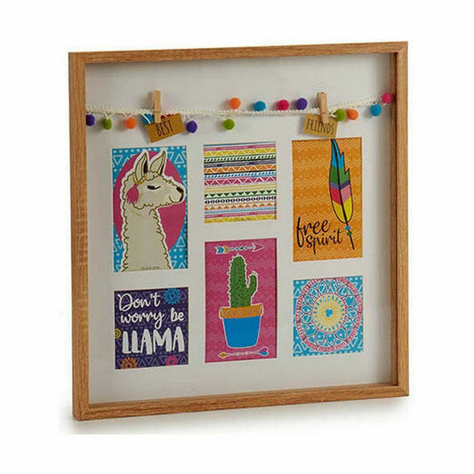Wall photo frame Tassels Llama Multicolour Wood 40,5 x 3 x 40,5 cm (6 Units)-1
