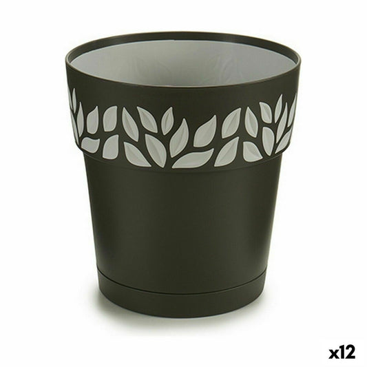 Self-watering flowerpot Stefanplast Cloe Anthracite Plastic 15 x 15 x 15 cm (12 Units)-0