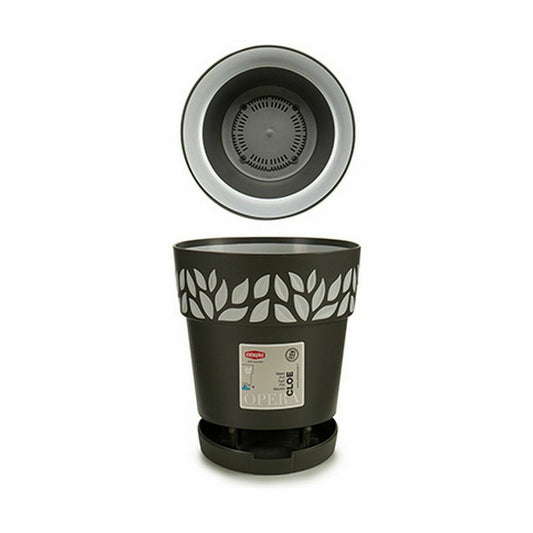Self-watering flowerpot Stefanplast Cloe Anthracite Plastic 15 x 15 x 15 cm (12 Units)-1