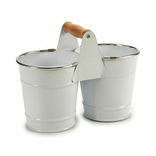 Planter Ibergarden D60088-D White Silver Wood Zinc Double 20 x 15 x 10,2 cm (24 Units)-1