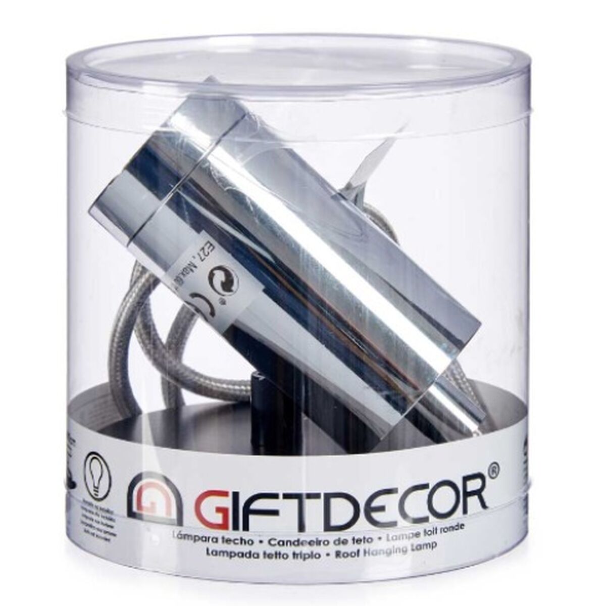 Ceiling Light 220-250 V 60 W Silver Metal (6 Units)-3