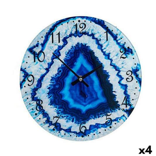 Wall Clock Marble Blue Crystal 30 x 4 x 30 cm (4 Units)-0