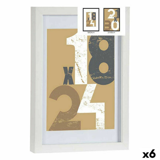 Photo frame 668826-WHITE White Glass MDF Wood (6 Units)-0