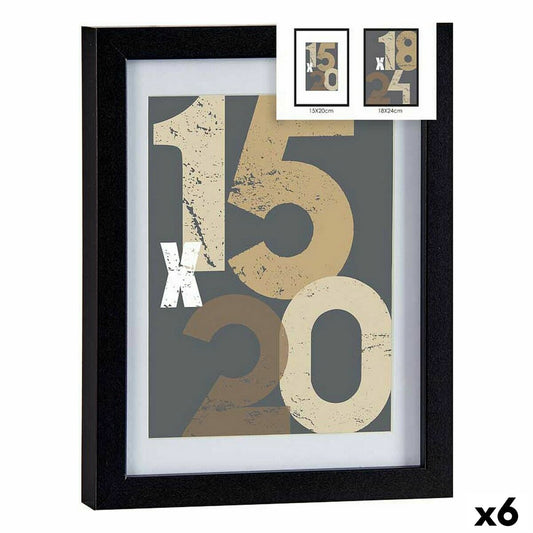 Photo frame 20,5 x 2,5 x 26,5 cm Black Glass MDF Wood (6 Units)-0