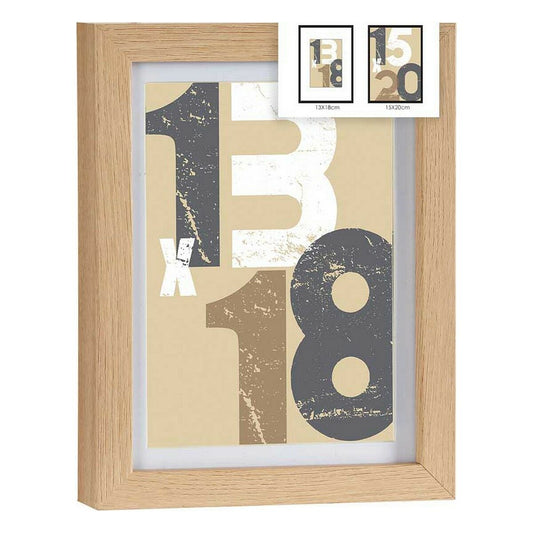 Photo frame 18 x 23 x 2,5 cm Natural Glass MDF Wood (6 Units)-1