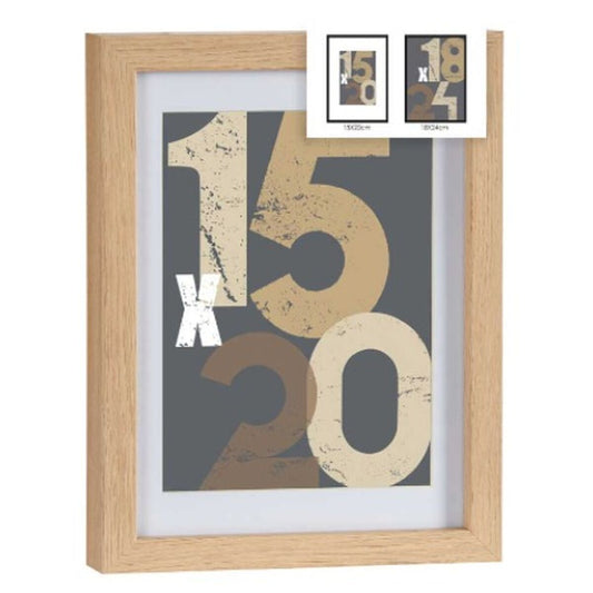 Wall photo frame Natural Glass MDF Wood 20,5 x 2,5 x 26,5 cm (6 Units)-1