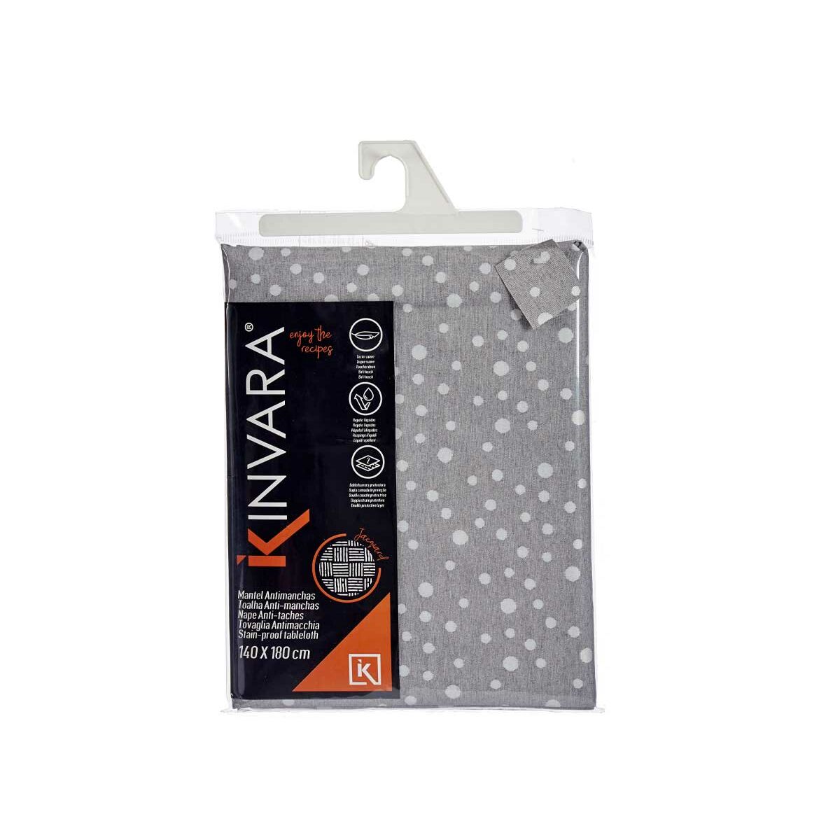 Stain-proof tablecloth Kinvara BABEL GRIS 42 White Grey Jacquard Anti-stain Spots 140 x 180 cm (8 Units)-1