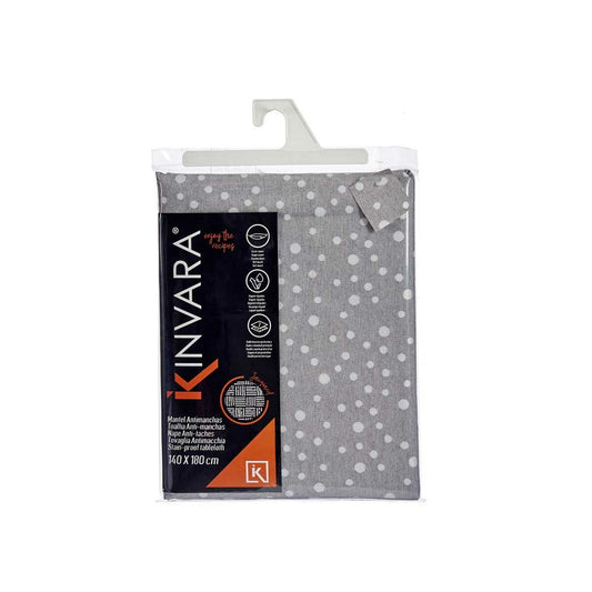 Stain-proof tablecloth Kinvara BABEL GRIS 42 White Grey Jacquard Anti-stain Spots 140 x 180 cm (8 Units)-1