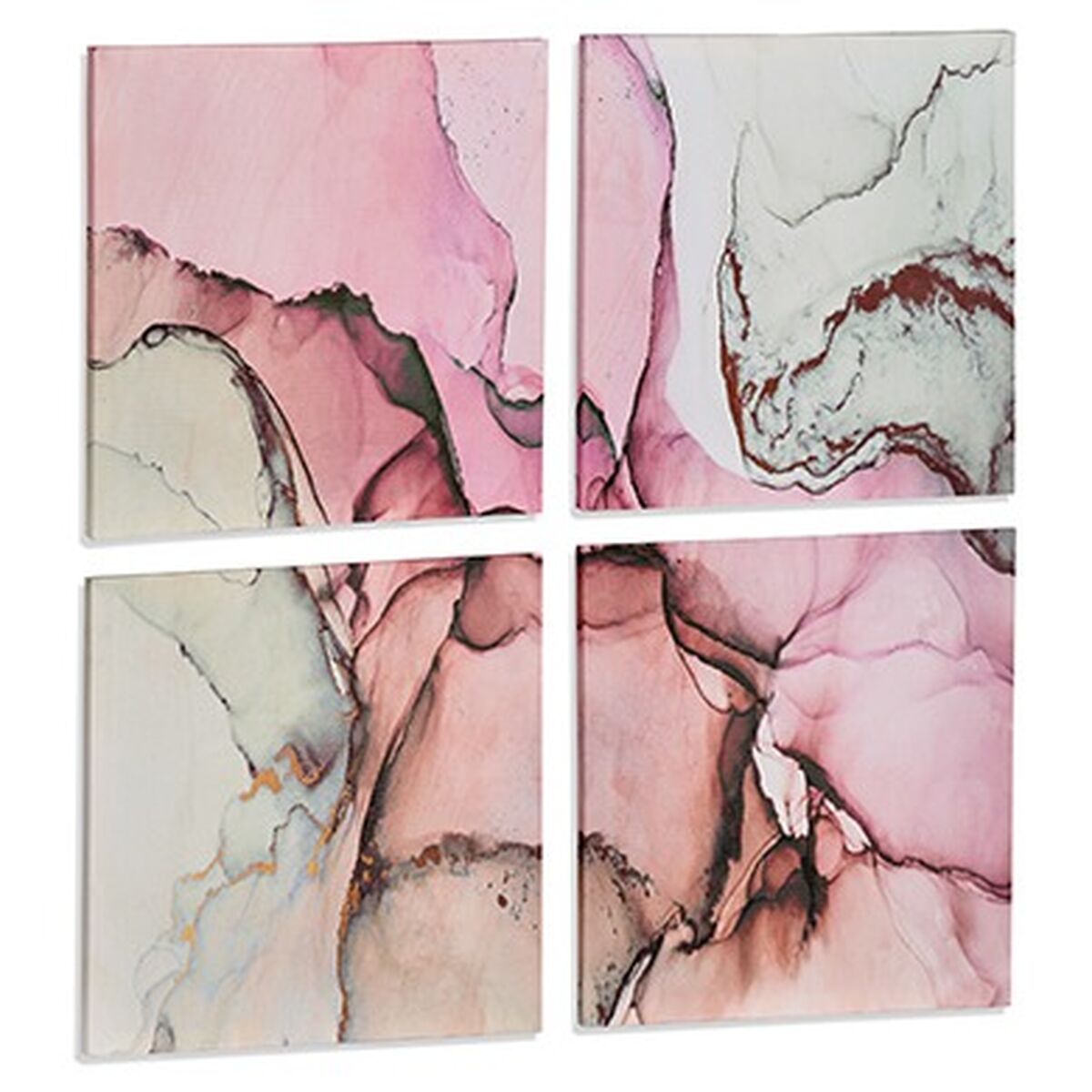Canvas Gift Decor PC342107 Canvas 35 x 7 x 35 cm Pink Marble (4 Pieces)-2