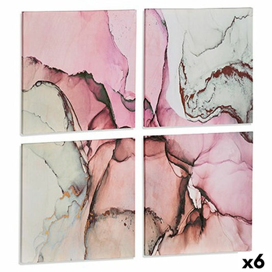 Canvas Gift Decor PC342107 Canvas 35 x 7 x 35 cm Pink Marble (4 Pieces)-0