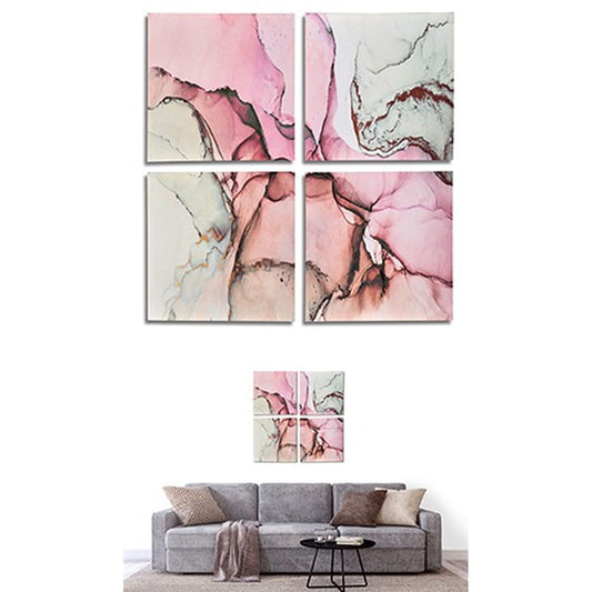 Canvas Gift Decor PC342107 Canvas 35 x 7 x 35 cm Pink Marble (4 Pieces)-1