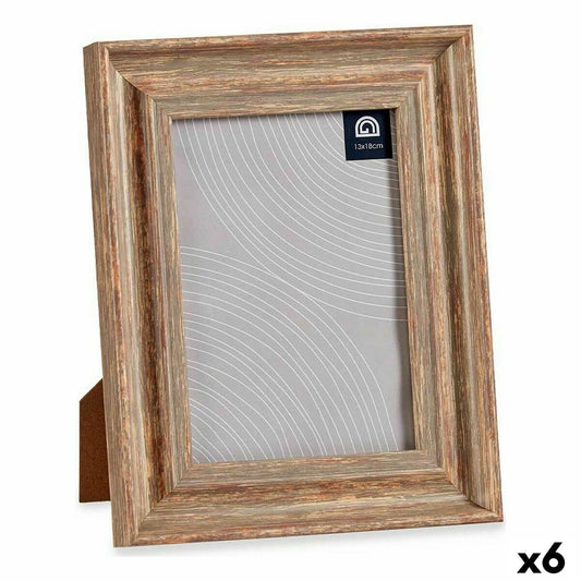 Photo frame 19 x 2 x 24 cm Crystal Wood Brown Copper Plastic (6 Units)-0