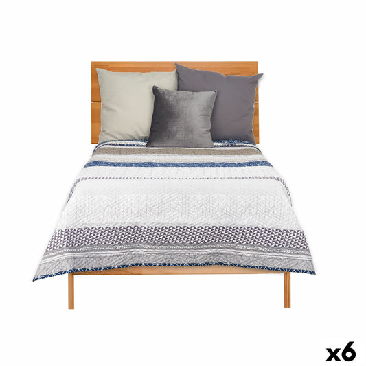 Reversible Bedspread 180 x 260 cm Hexagonal Blue White Grey (6 Units)-0