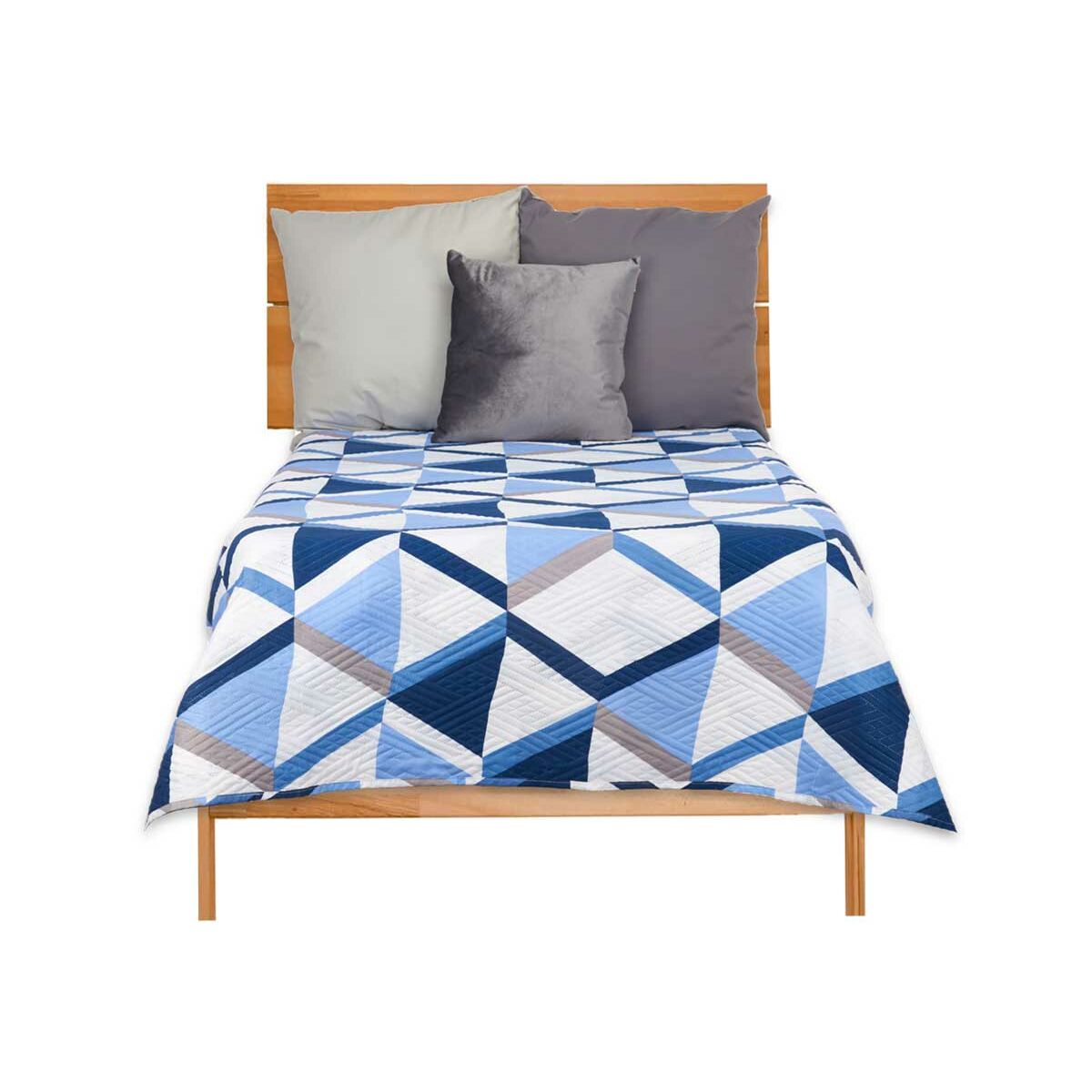 Reversible Bedspread 180 x 260 cm Blue White (6 Units)-3