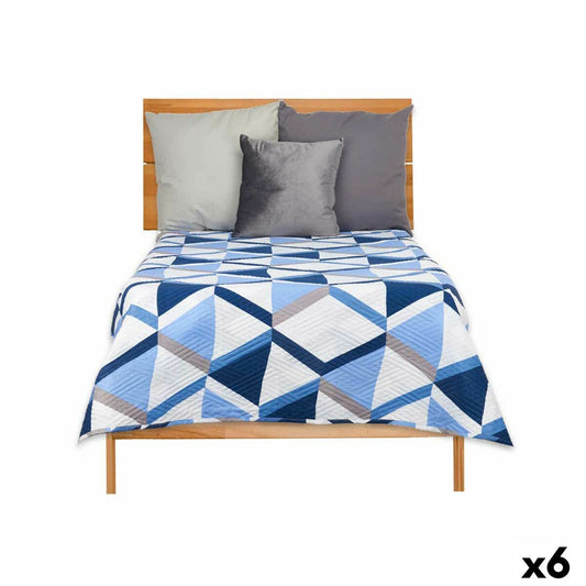 Reversible Bedspread 180 x 260 cm Blue White (6 Units)-0