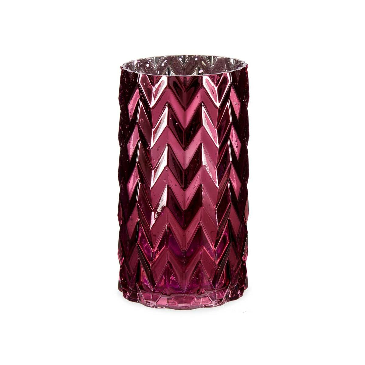 Vase Engraving Ear (of wheat) Pink Crystal 11,3 x 19,5 x 11,3 cm (6 Units)-2