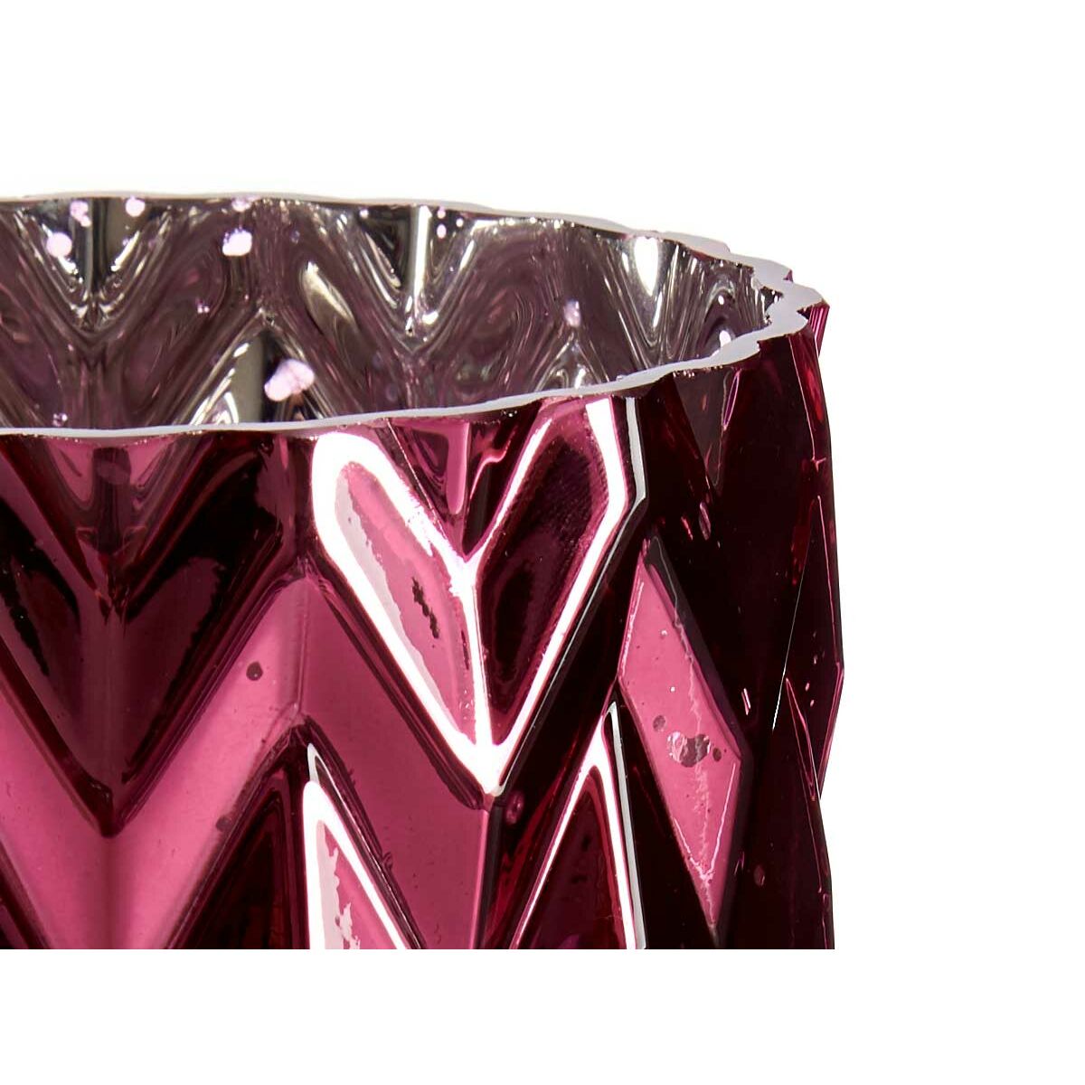 Vase Engraving Ear (of wheat) Pink Crystal 11,3 x 19,5 x 11,3 cm (6 Units)-1