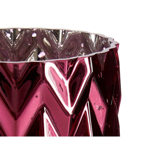 Vase Engraving Ear (of wheat) Pink Crystal 11,3 x 19,5 x 11,3 cm (6 Units)-1