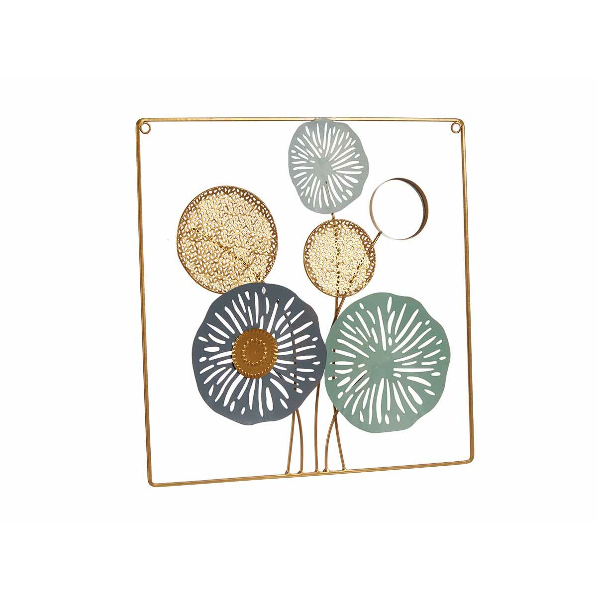 Wall Decoration Multicolour Flowers Mirror Metal Crystal 45 x 45 x 2 cm (4 Units)-3