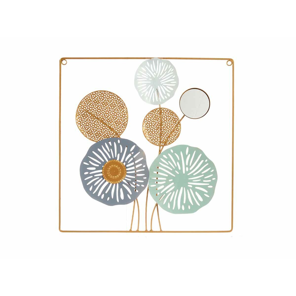Wall Decoration Multicolour Flowers Mirror Metal Crystal 45 x 45 x 2 cm (4 Units)-1