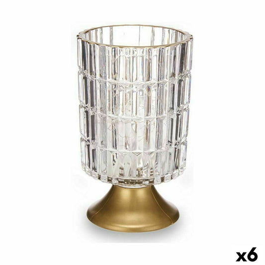 LED Lantern Transparent Golden Glass 10,7 x 18 x 10,7 cm (6 Units)-0