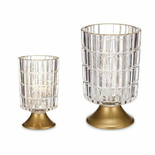 LED Lantern Transparent Golden Glass 10,7 x 18 x 10,7 cm (6 Units)-1