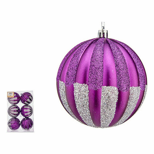 Set of Christmas balls Krist+ 00858 Purple Silver PVC 10 cm (6 Units)-1