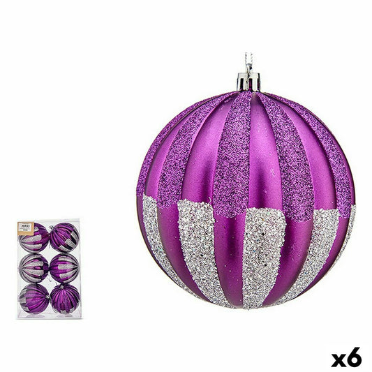 Set of Christmas balls Krist+ 00858 Purple Silver PVC 10 cm (6 Units)-0