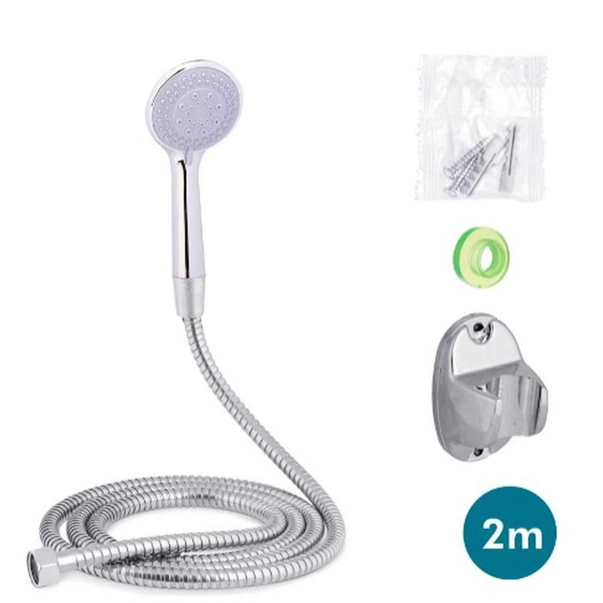 A shower head with a hose to direct the flow Berilo 170 170 Metal 2 m 14 x 24,5 x 4,5 cm 14 x 4,5 x 24,5 cm (12 Units)-3
