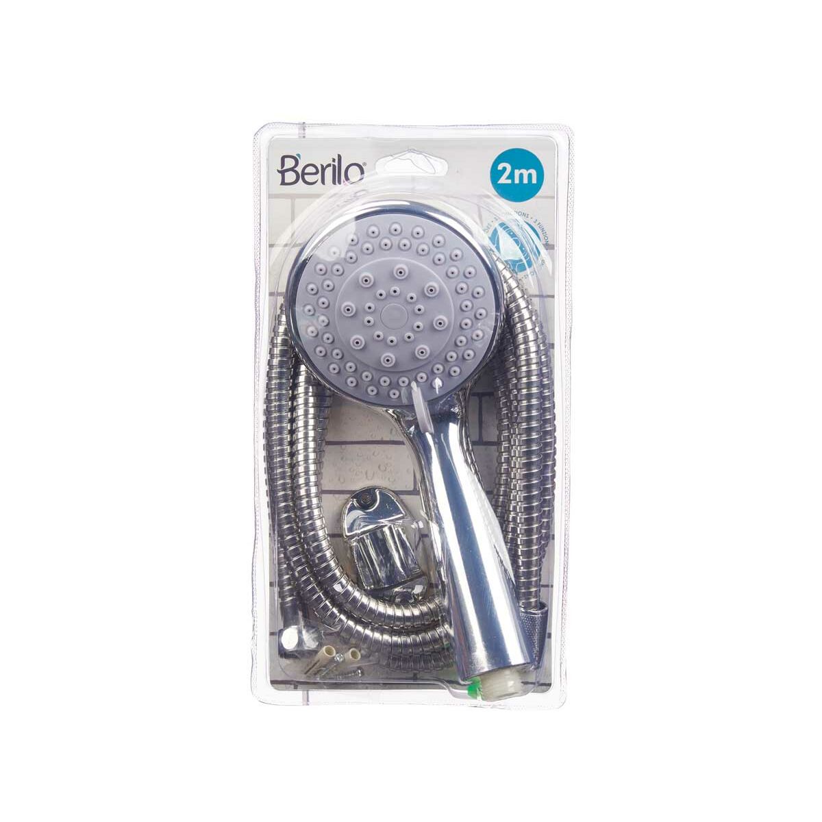 A shower head with a hose to direct the flow Berilo 170 170 Metal 2 m 14 x 24,5 x 4,5 cm 14 x 4,5 x 24,5 cm (12 Units)-2