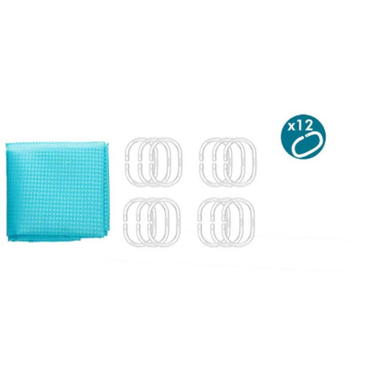 Shower Curtain Berilo SC-POLY-UD1-BLUE SC-POLY-UD1-BLUE Blue Polyester 180 x 180 cm 30 x 5 x 19 cm Points (12 Units)-1