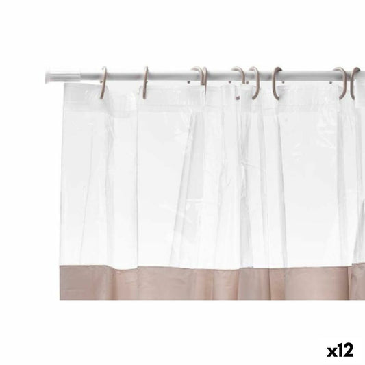 Shower Curtain Berilo 215 215 Beige Transparent Plastic PEVA 180 x 180 cm 16 x 28,5 x 4 cm (12 Units)-0