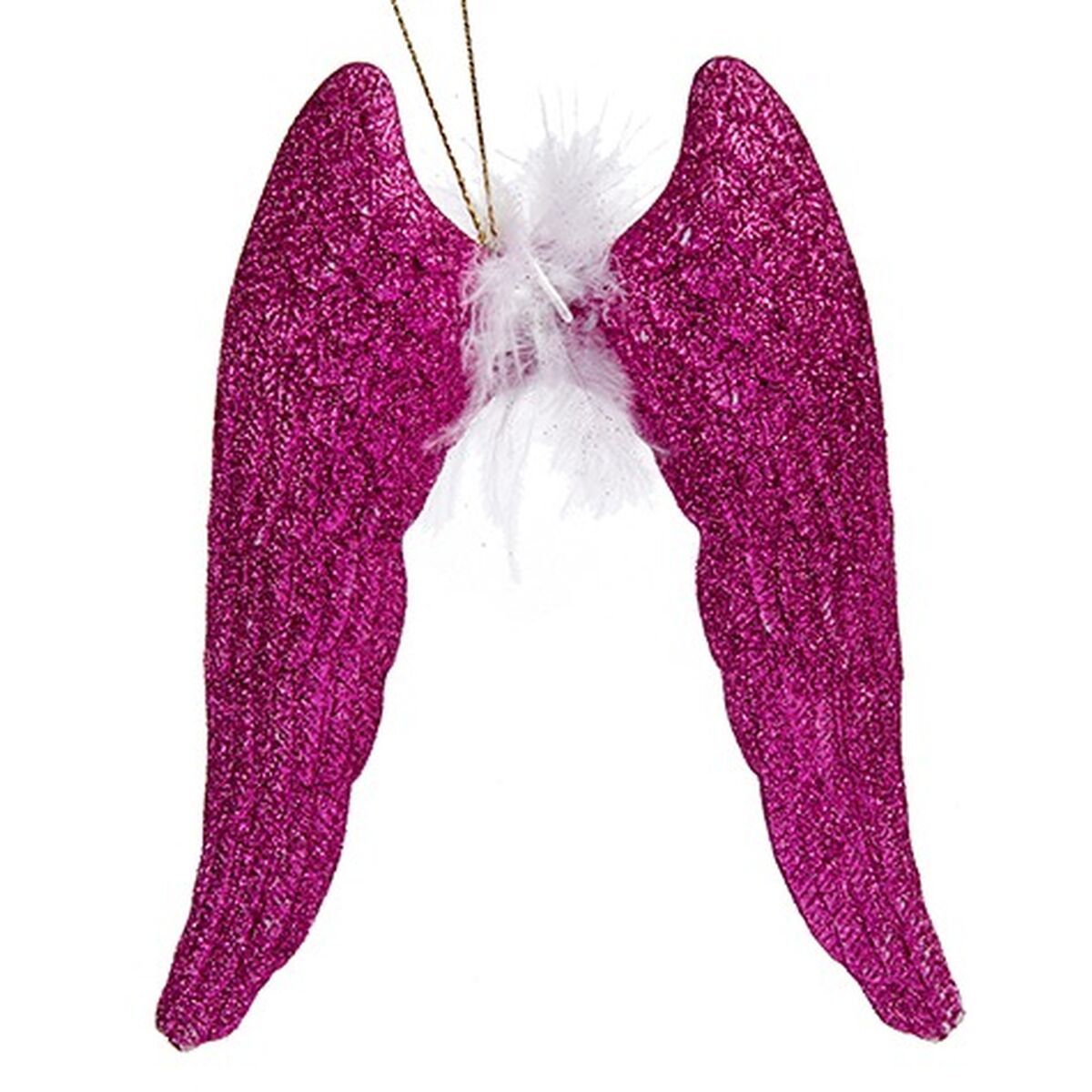 Christmas bauble Angel Wings Fuchsia Plastic Glitter 12,5 x 15 x 2,5 cm (24 Units)-1