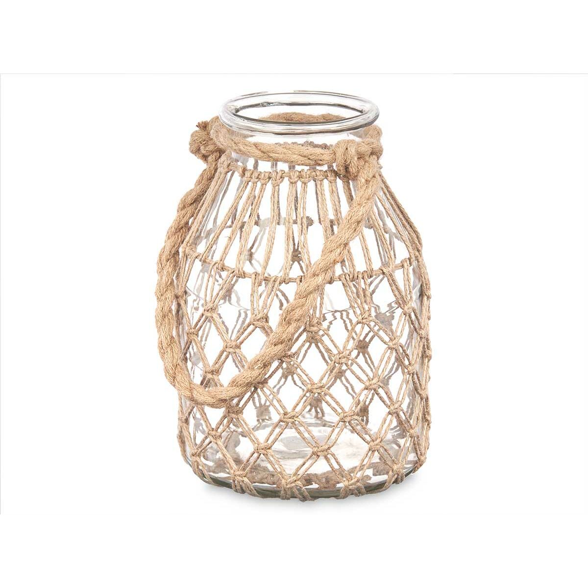 Candleholder Tin Transparent Natural Glass Rope 17 x 25 cm (4 Units)-2