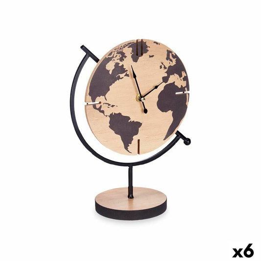 Table clock Gift Decor 21ARC306-1 Black Wood World Map (6 Units)-0