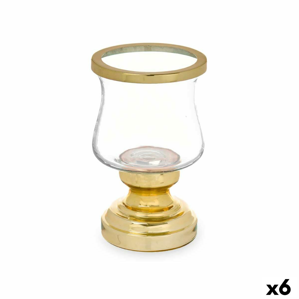 Candleholder Wineglass Golden Steel 12 x 19,5 x 12 cm (6 Units)-0