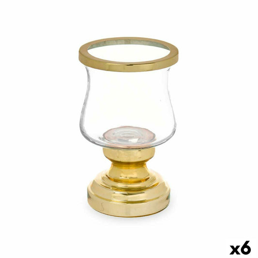 Candleholder Wineglass Golden Steel 12 x 19,5 x 12 cm (6 Units)-0