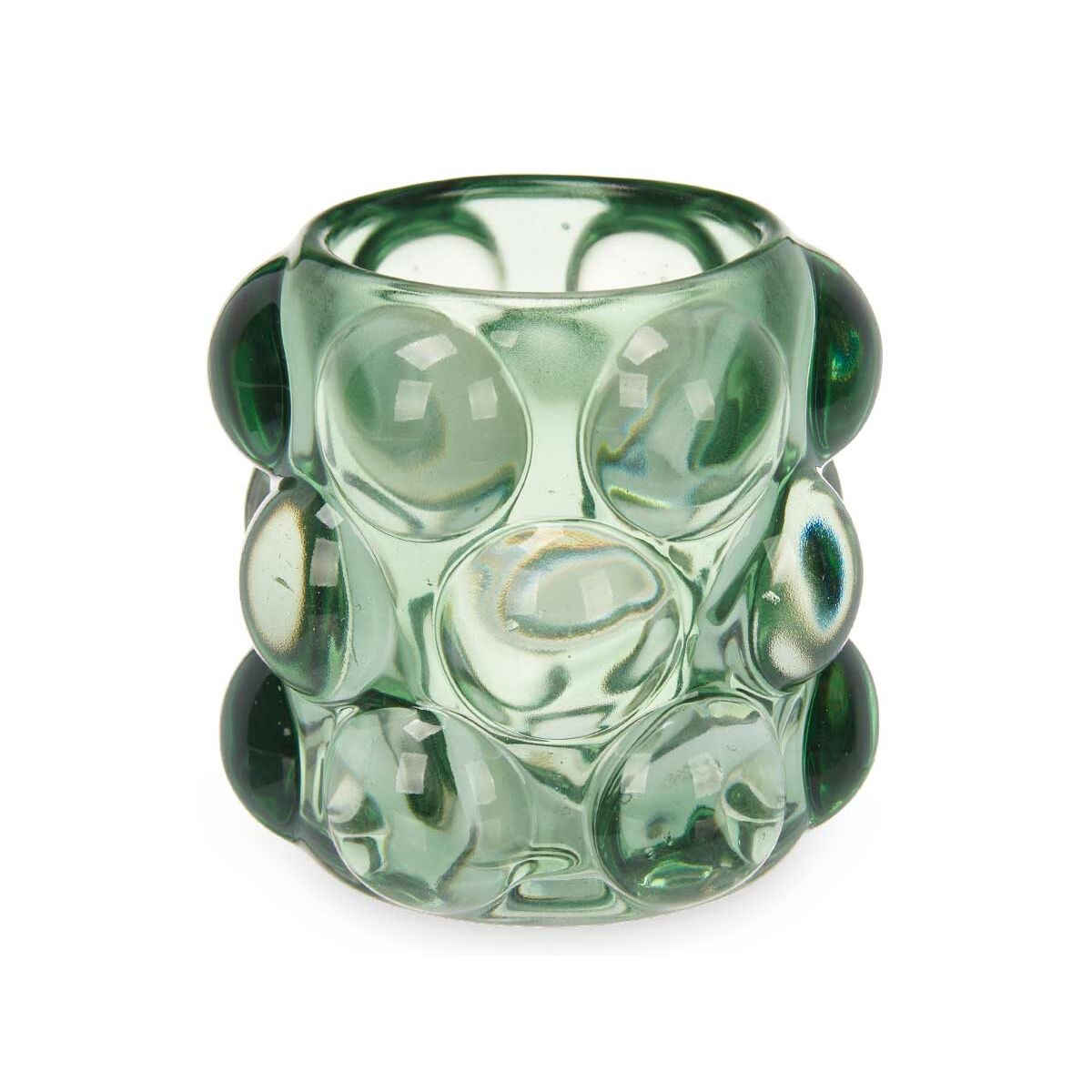 Candleholder Microbeads Green Crystal 8,4 x 9 x 8,4 cm (12 Units)-1