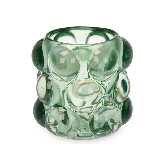 Candleholder Microbeads Green Crystal 8,4 x 9 x 8,4 cm (12 Units)-1