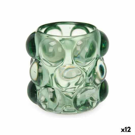 Candleholder Microbeads Green Crystal 8,4 x 9 x 8,4 cm (12 Units)-0