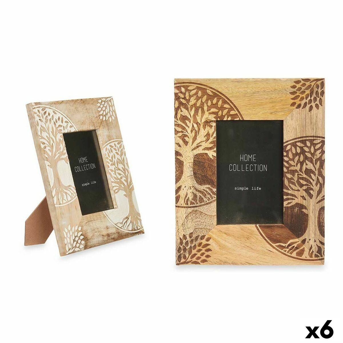 Photo frame White Brown Mango wood Tree of Life 20 x 25 x 1,5 cm (6 Units)-0