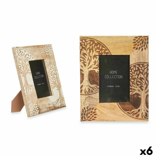 Photo frame White Brown Mango wood Tree of Life 20 x 25 x 1,5 cm (6 Units)-0