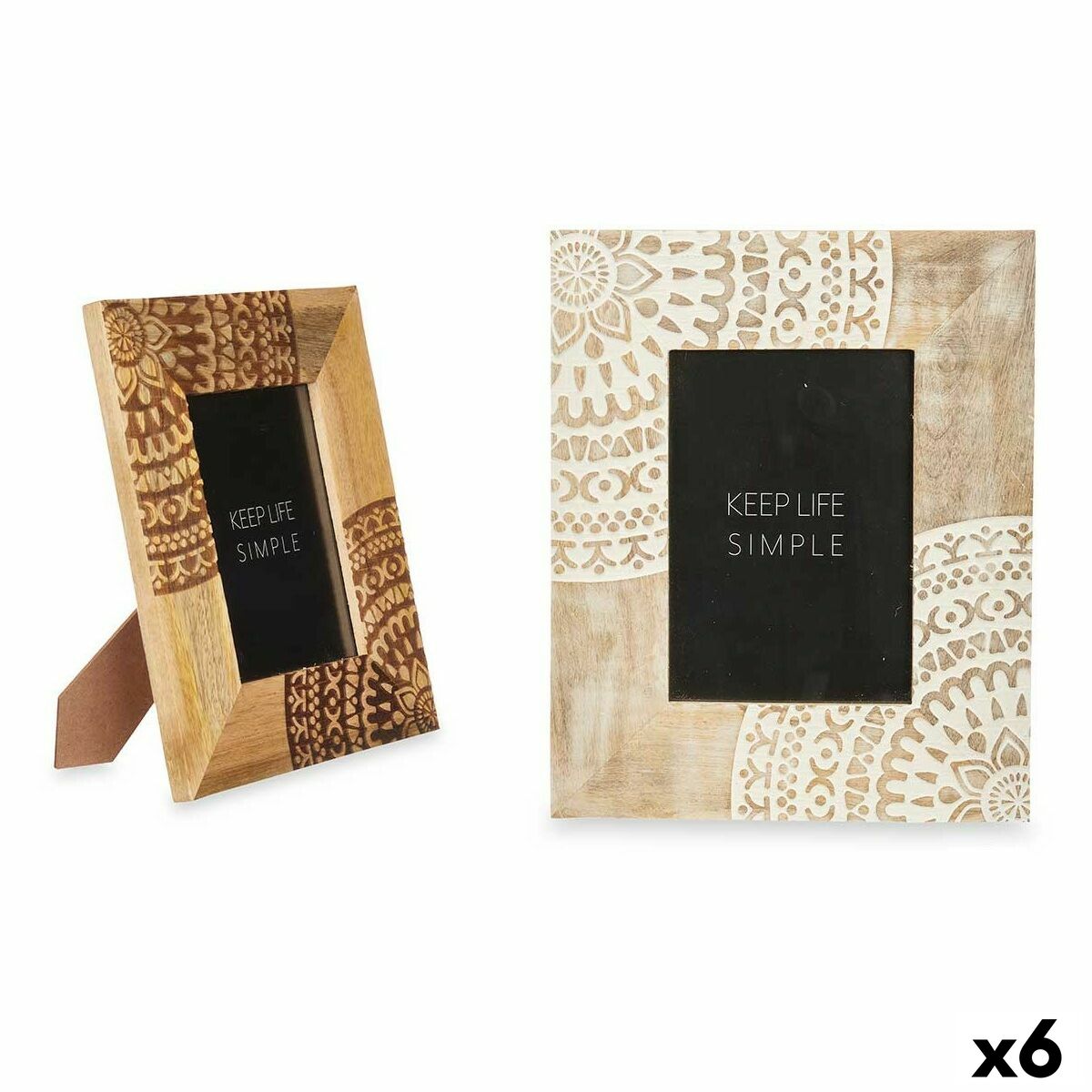 Photo frame White Brown Mango wood Mandala 22,3 x 28 x 1,5 cm (6 Units)-0