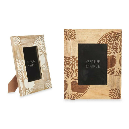 Photo frame White Brown Mango wood Tree of Life 22,3 x 28 x 1,5 cm (6 Units)-1