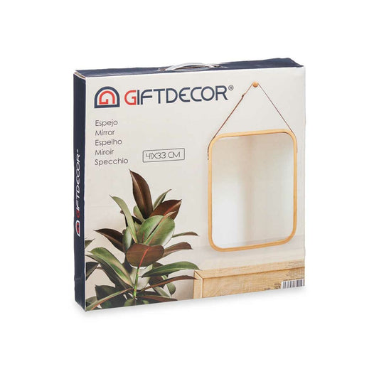 Hanging mirror B6605 Natural Rectangular 34 x 41,5 x 1,5 cm (6 Units)-1