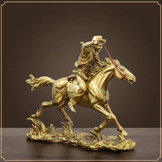 Cowboy Resin Horseman: Rustic Equestrian Home Decor