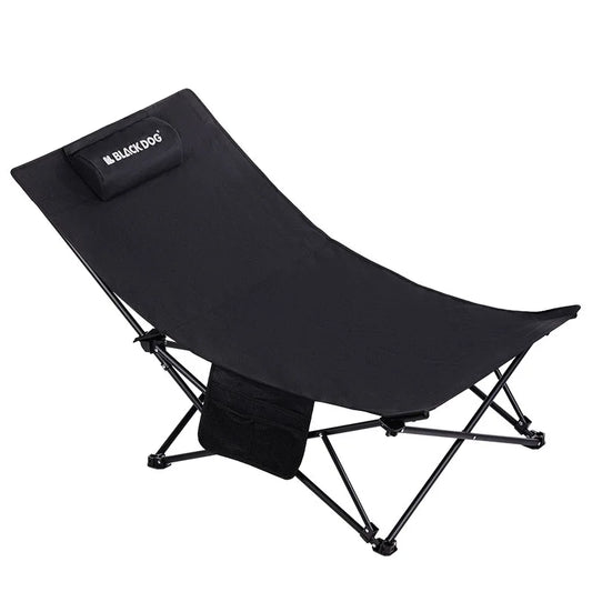 Camping Folding Recliner Chair with Cotton Pillow Black-0