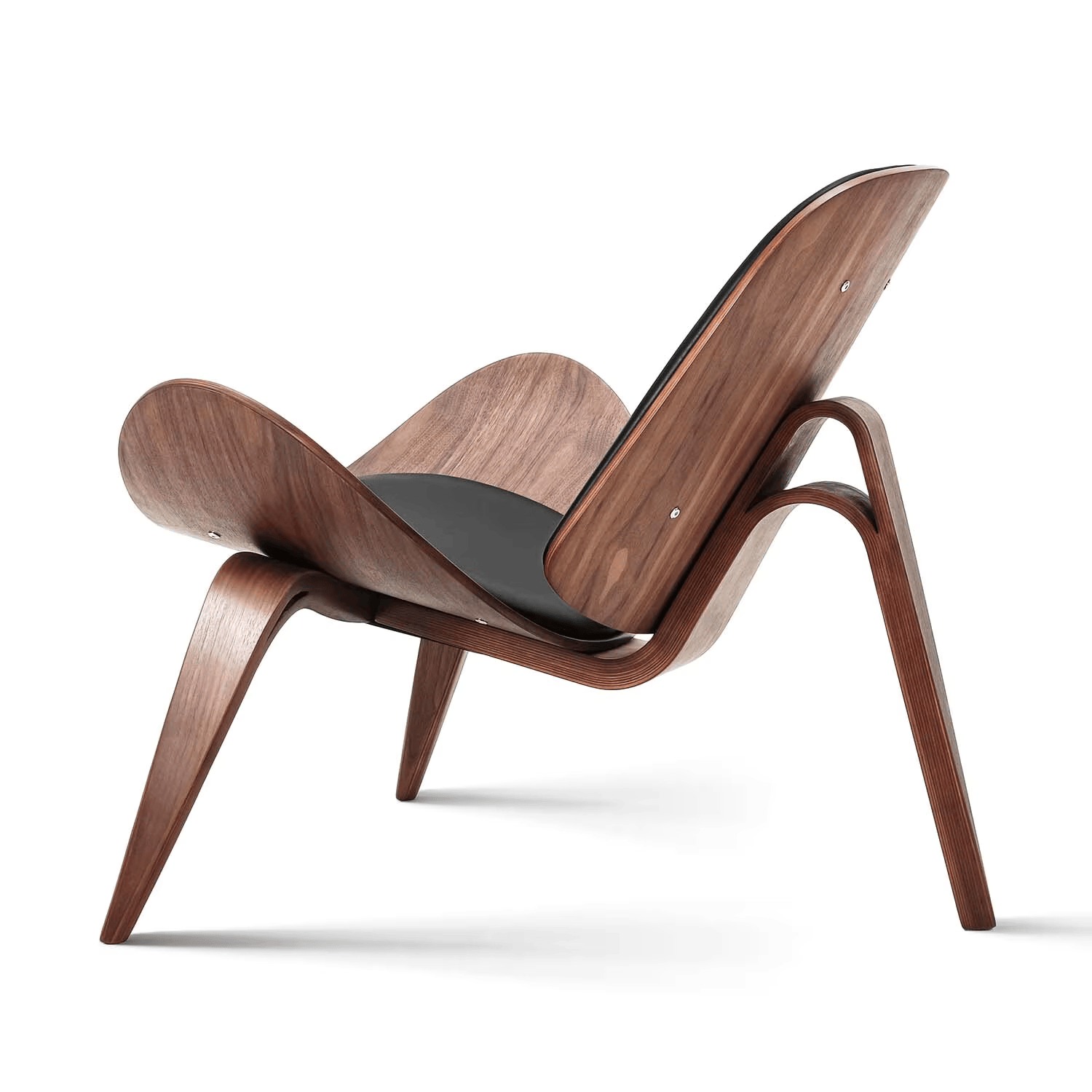 Mid-Century Modern Nordic Design Shell Chair in Black Walnut-4